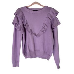 Cocobleu Lilac Purple Ruffle Knit Long Sleeve Cozy Casual Sweater Top Size M